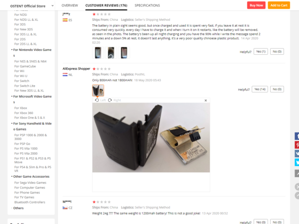 Aliexpress - opinie obaterii PSP-110